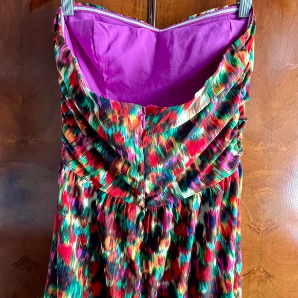 PJK Patterson J Kincaid Tiered Strapless Rainbow Hued Floral Maxi Dress, Small - Picture 4 of 8